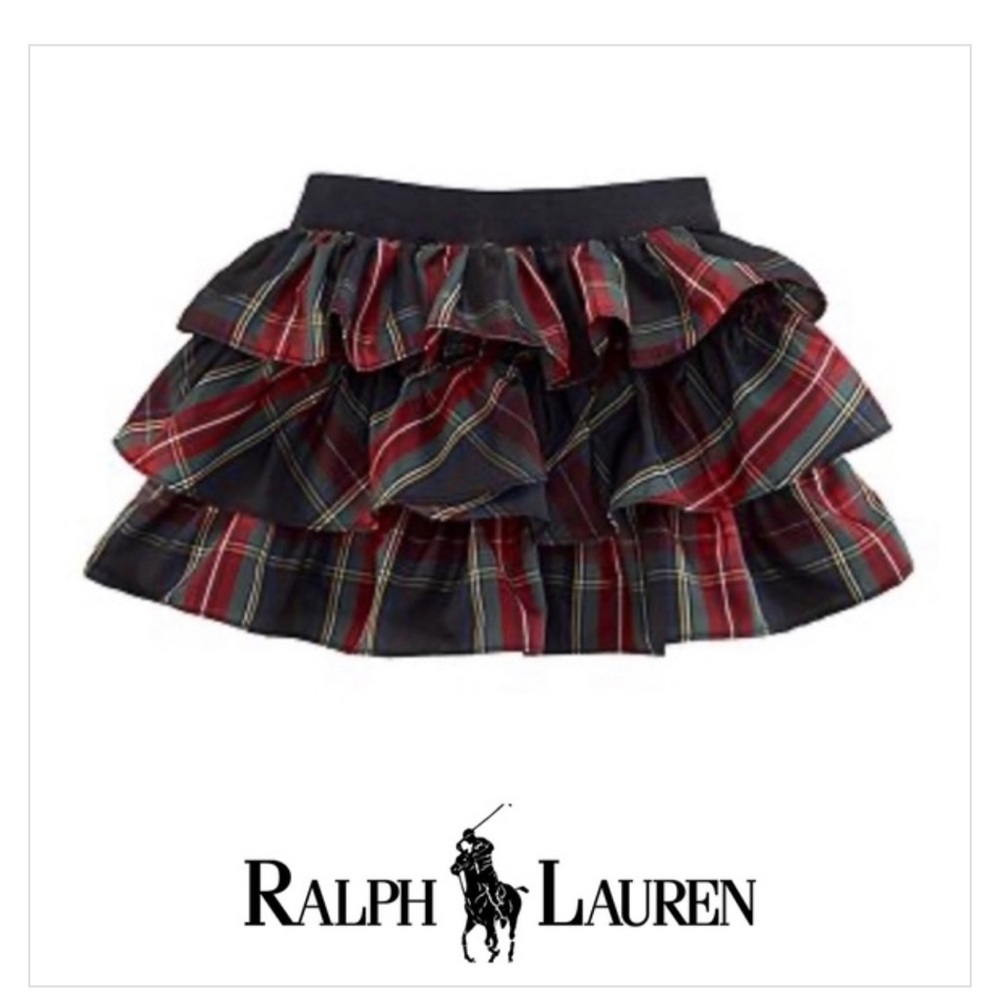 Ralph Lauren , Polo ruffle mini skirt. Preppy tartan plaid Holiday party skirt